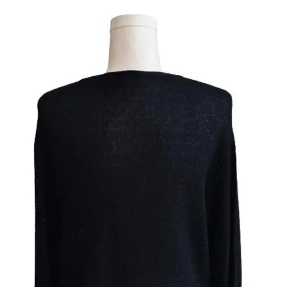 Chicos Design Cardigan Sweater Black Open Weave Knit Button Front Medium/Large - Picture 6 of 12